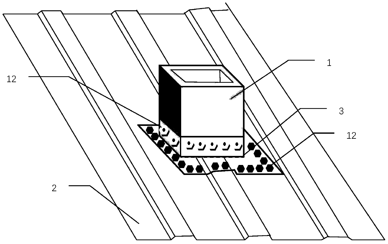 Steel structure roof including ventilating and light-transmitting device and installation method of ventilating and light-transmitting device