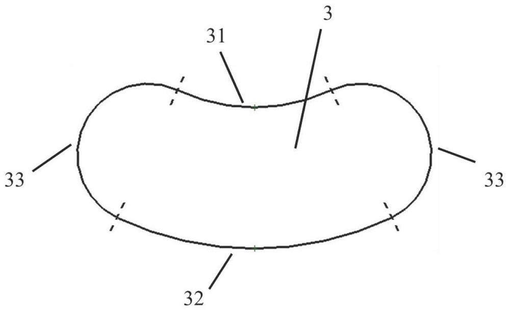 A kind of inner bulging S-curved air inlet with intermediate control section and method