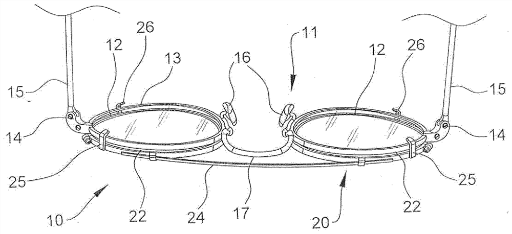 Spectacles and use of spectacles having a spectacle frame and an additional frame