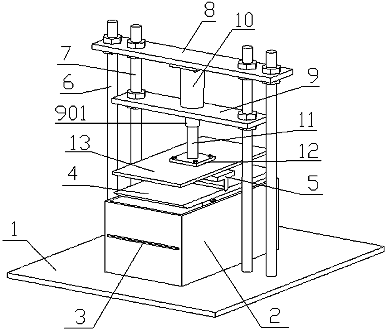 Geogrid pull-out test device for simulating flexible top boundary