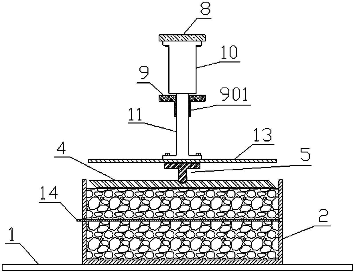 Geogrid pull-out test device for simulating flexible top boundary