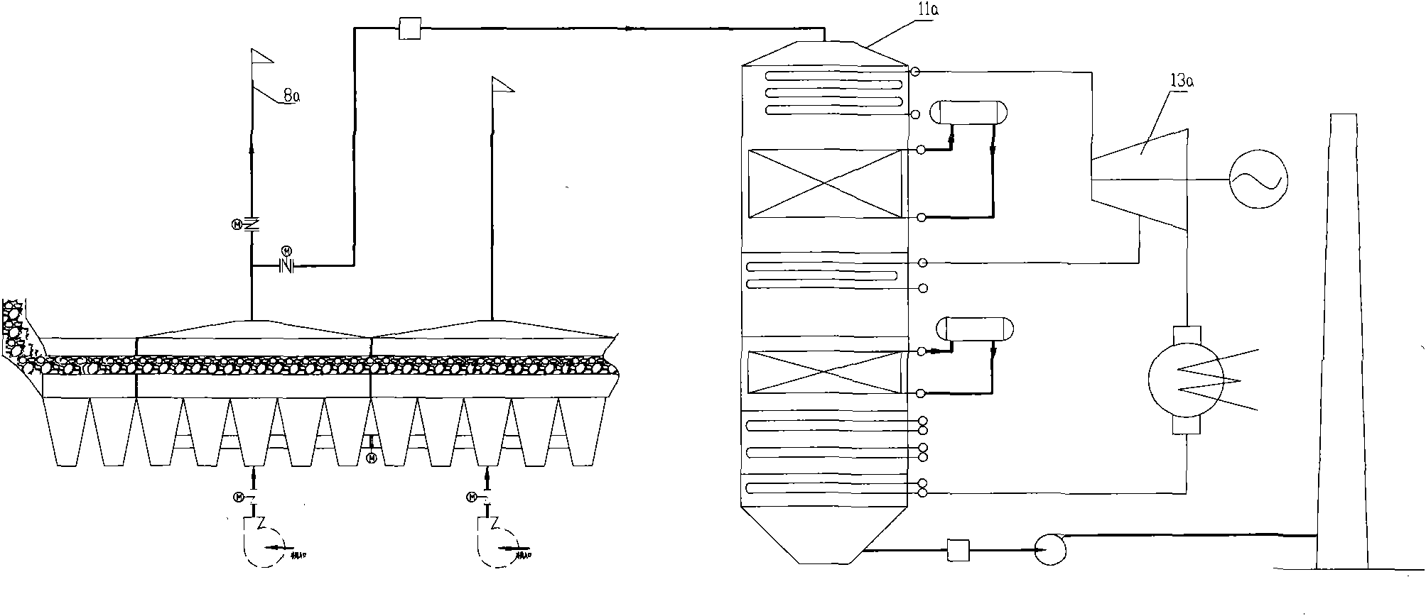 Power generation system using waste heat of sintering circular cooler