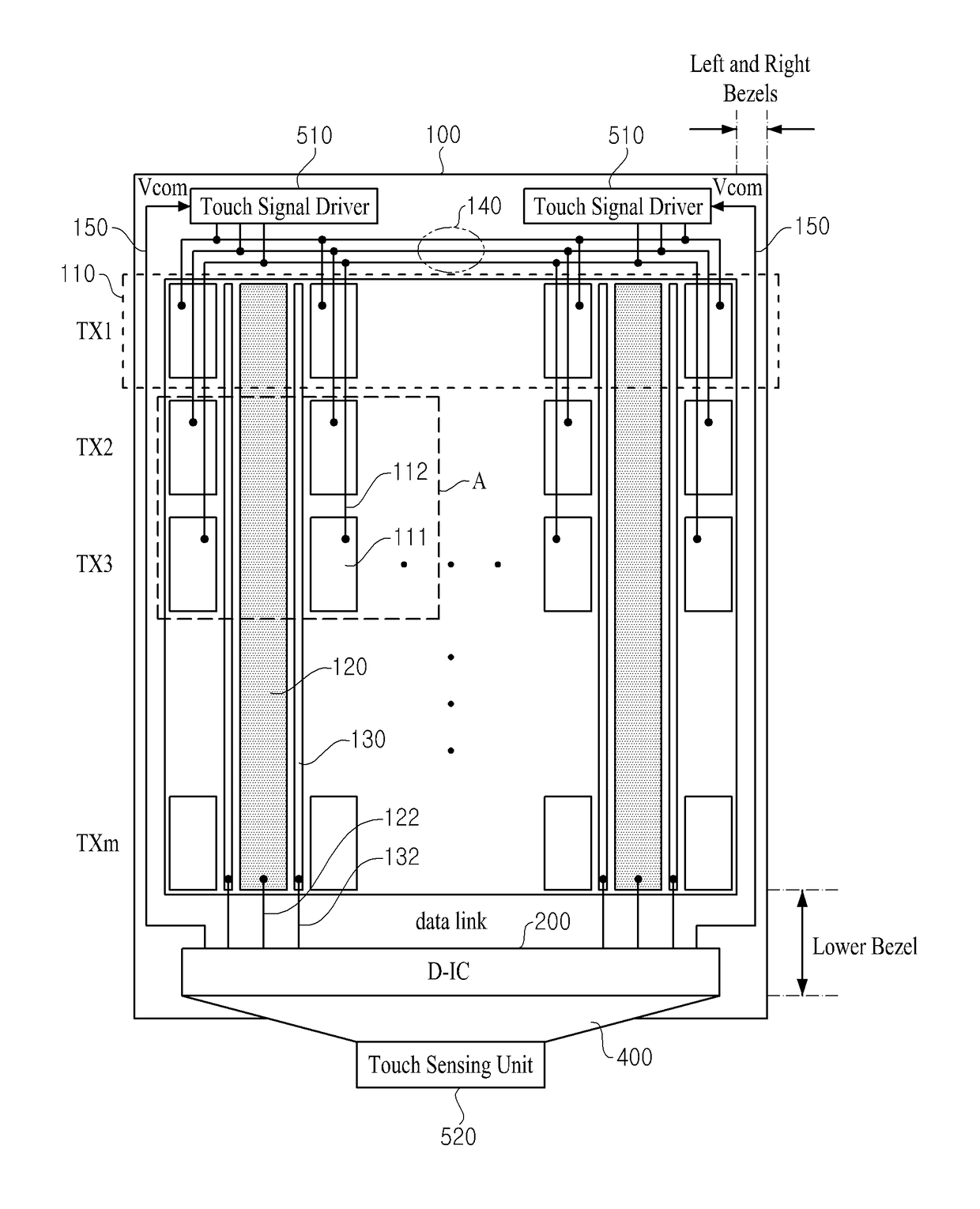 Display device integrated with touch screen