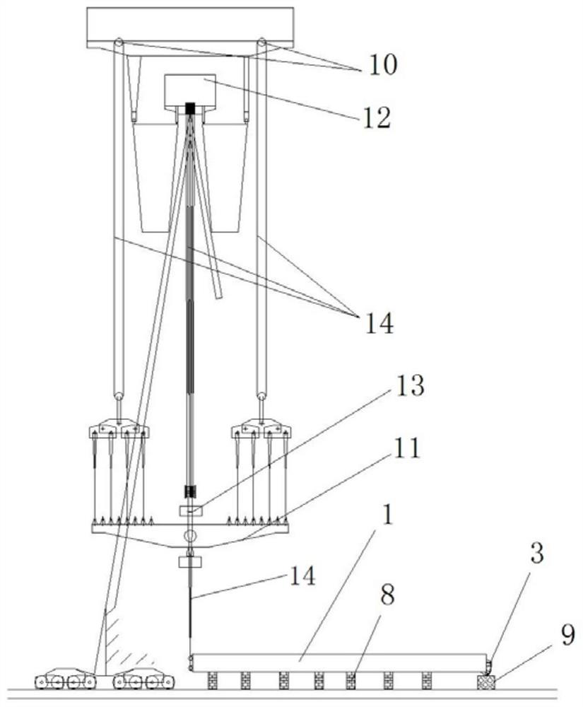 Landing turning-over method for a transverse bulkhead block of container ship