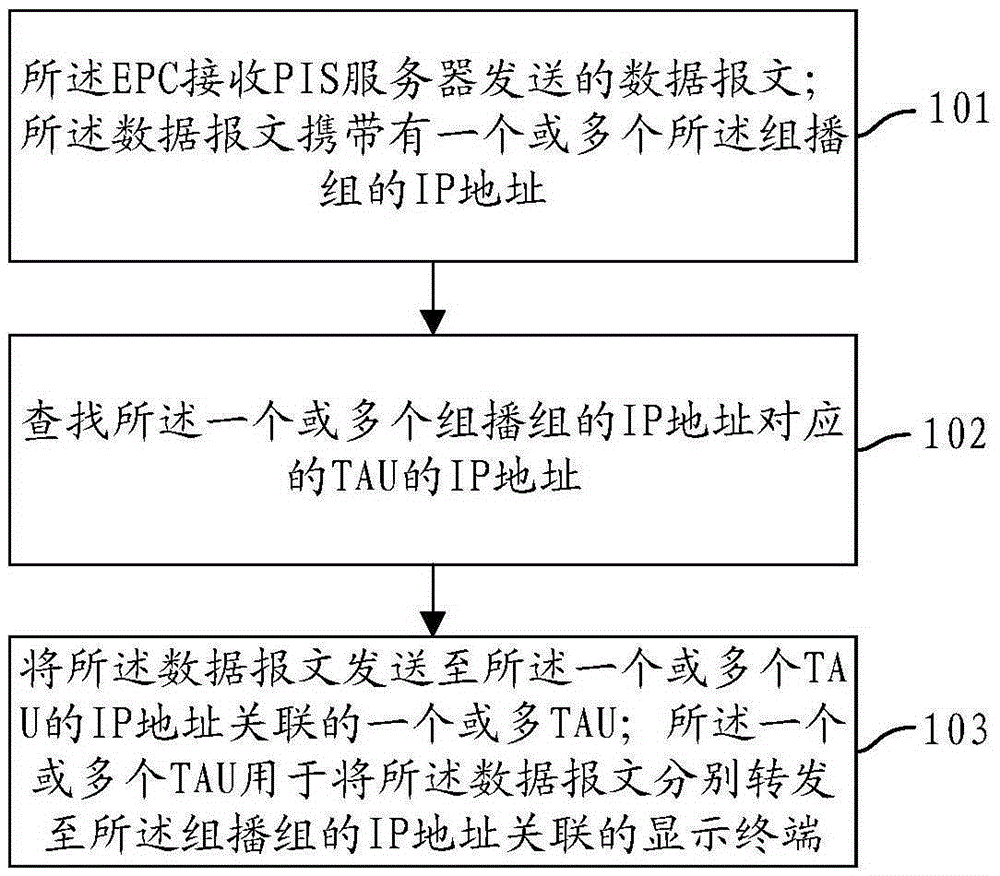 Method and device for carrying out multicasting on core net EPC