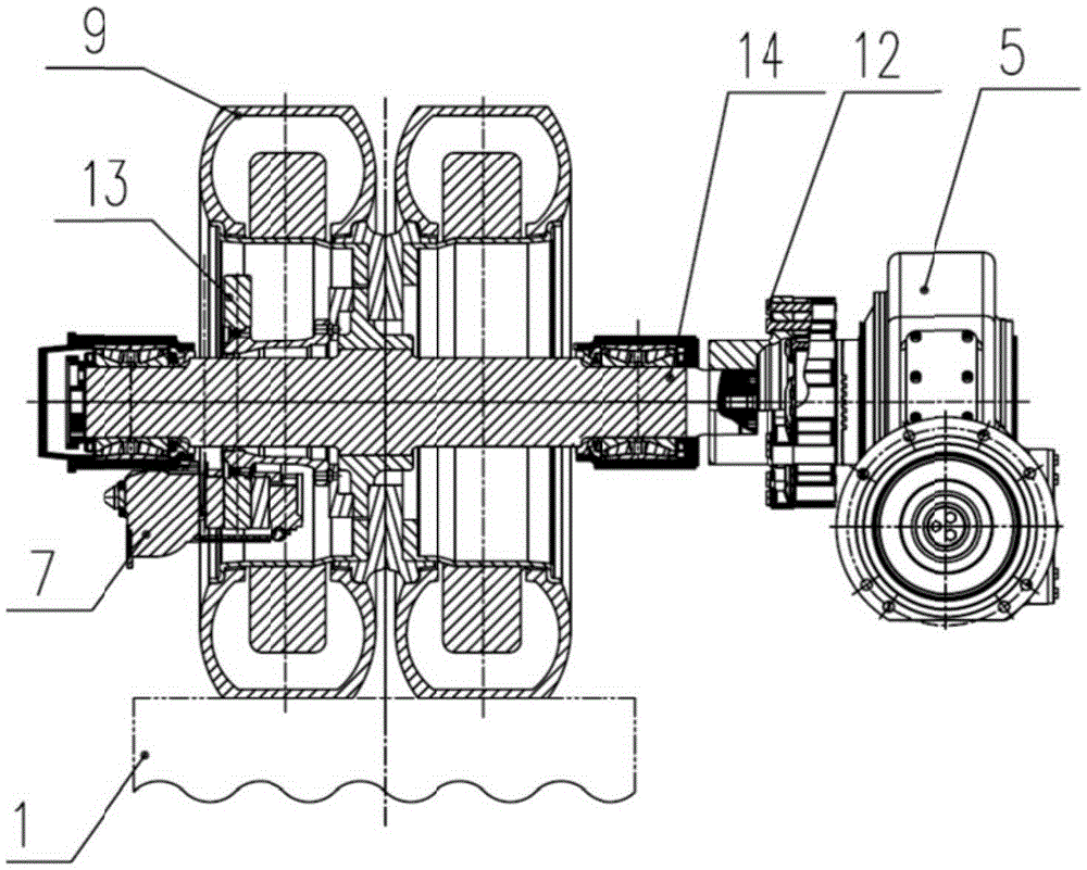 Straddling type mono-rail bogie without primary spring