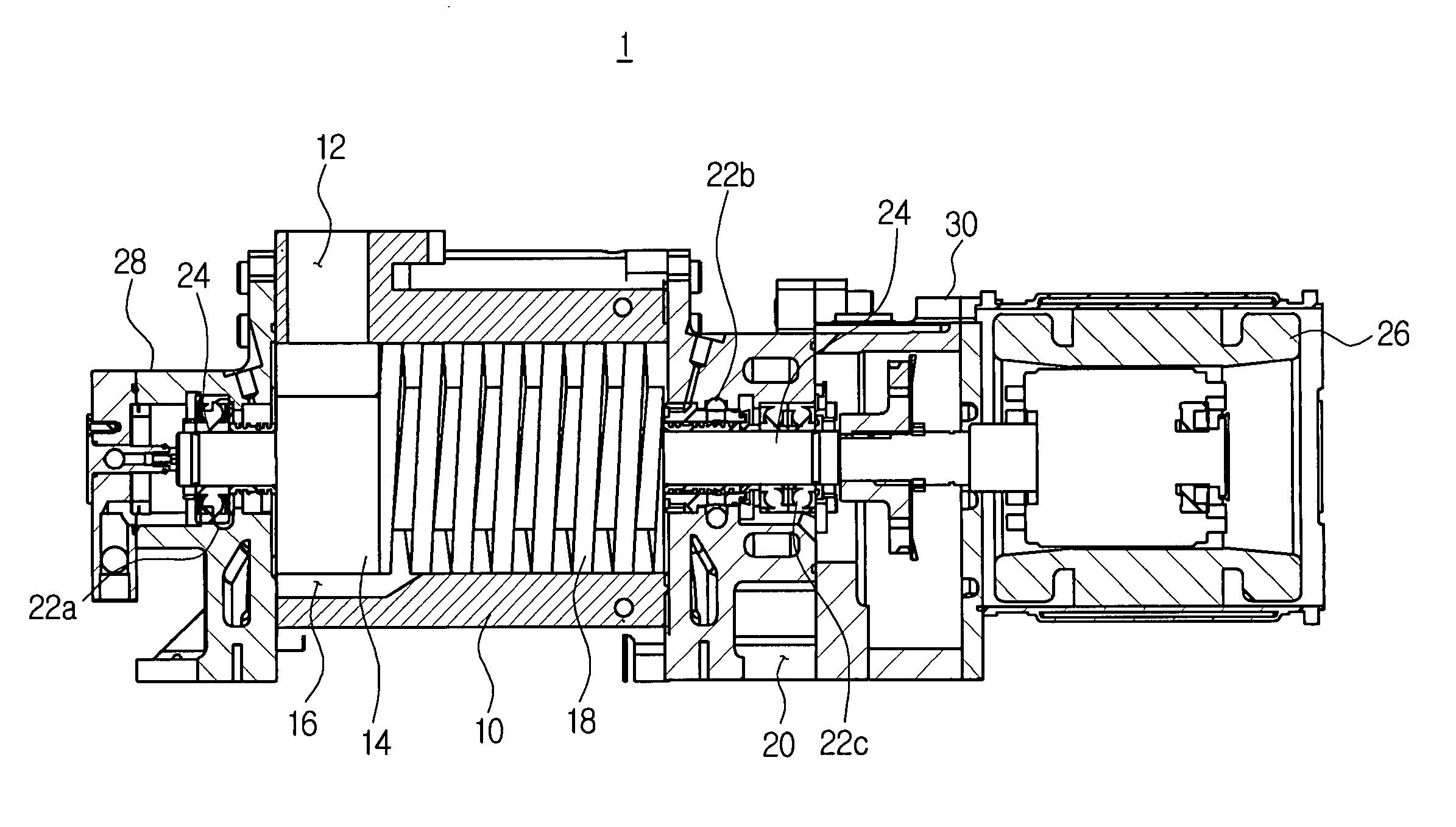 Composite dry vacuum pump having roots rotor and screw rotor