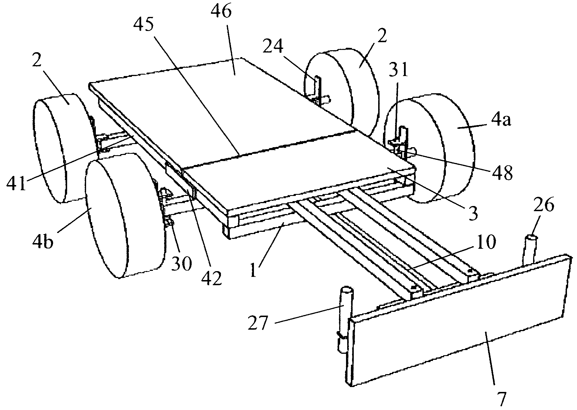 Wheeled vehicle for amusement purposes