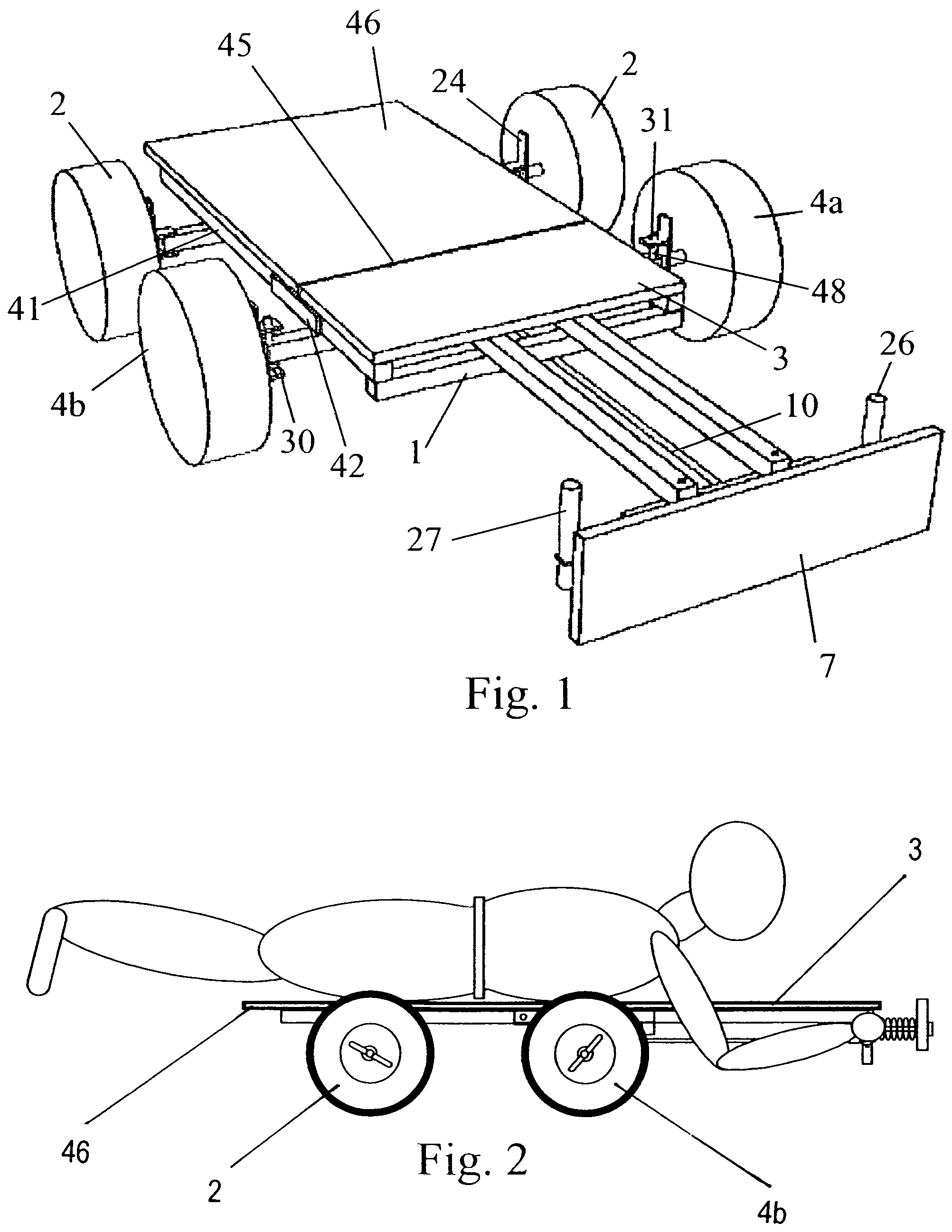 Wheeled vehicle for amusement purposes