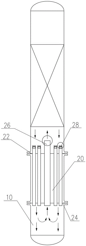 Built-in falling film-type reboiler rectification tower and rectification method thereof