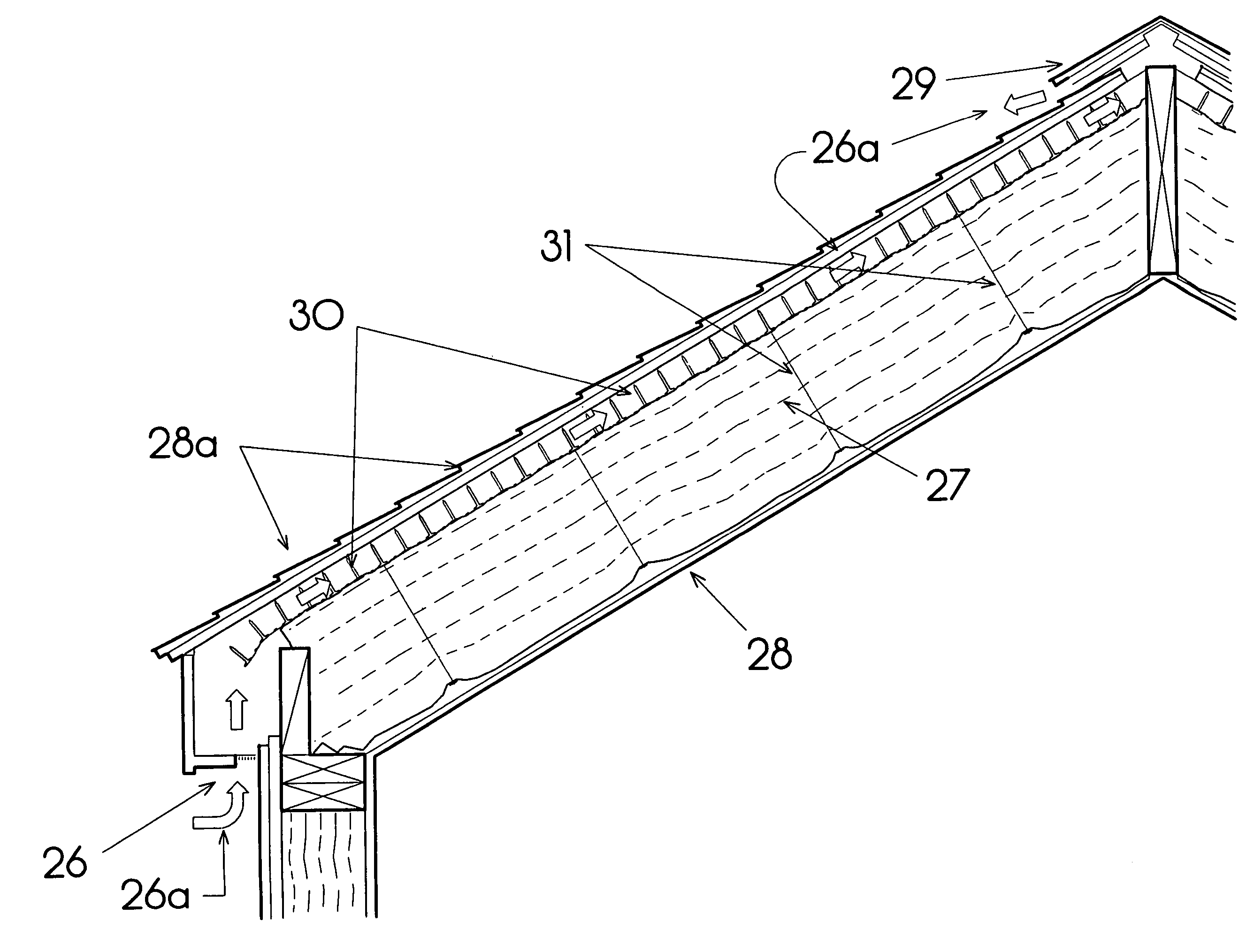 Device and method to provide air circulation space proximate to insulation material