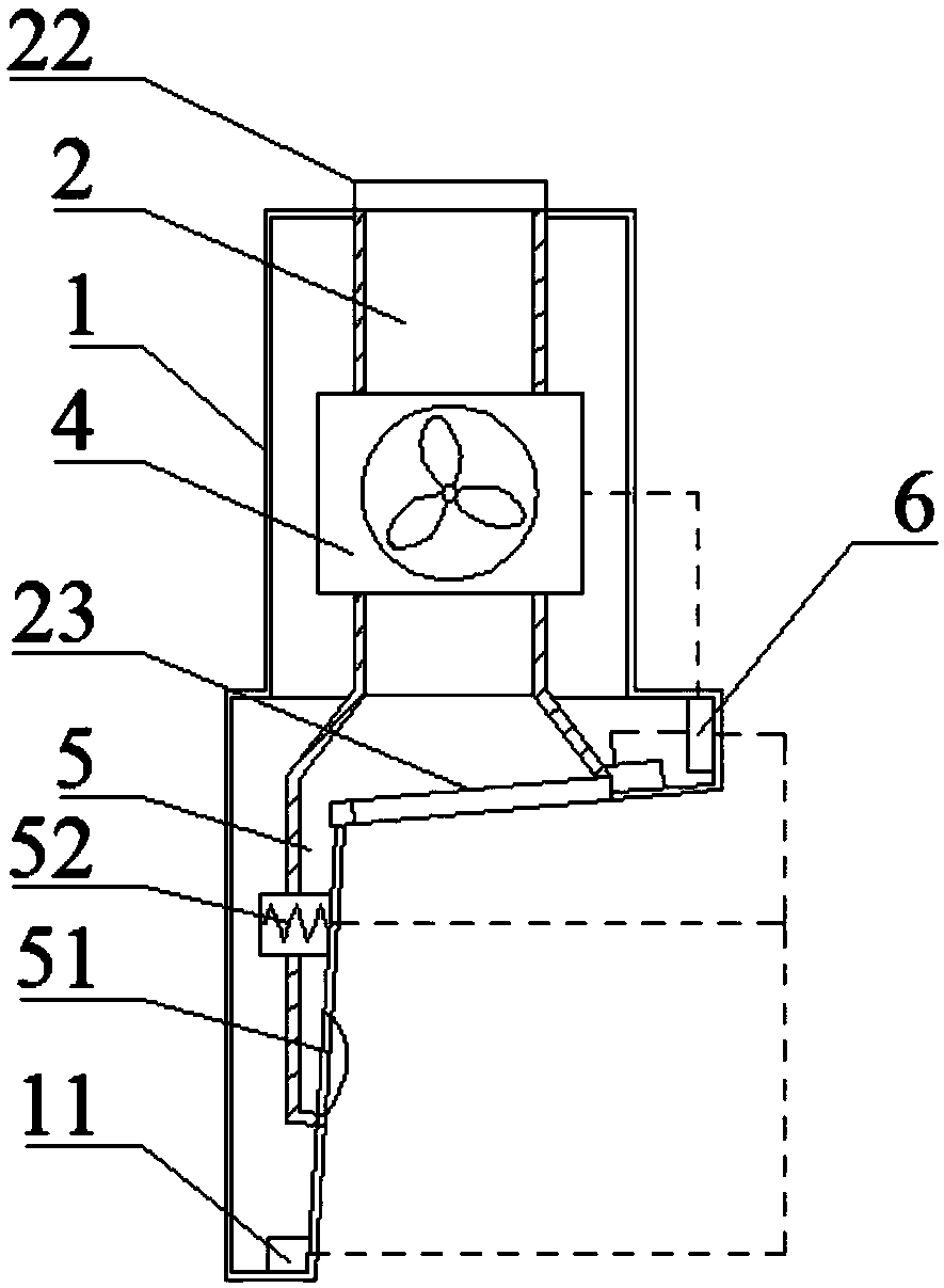 Extractor hood preventing water remaining