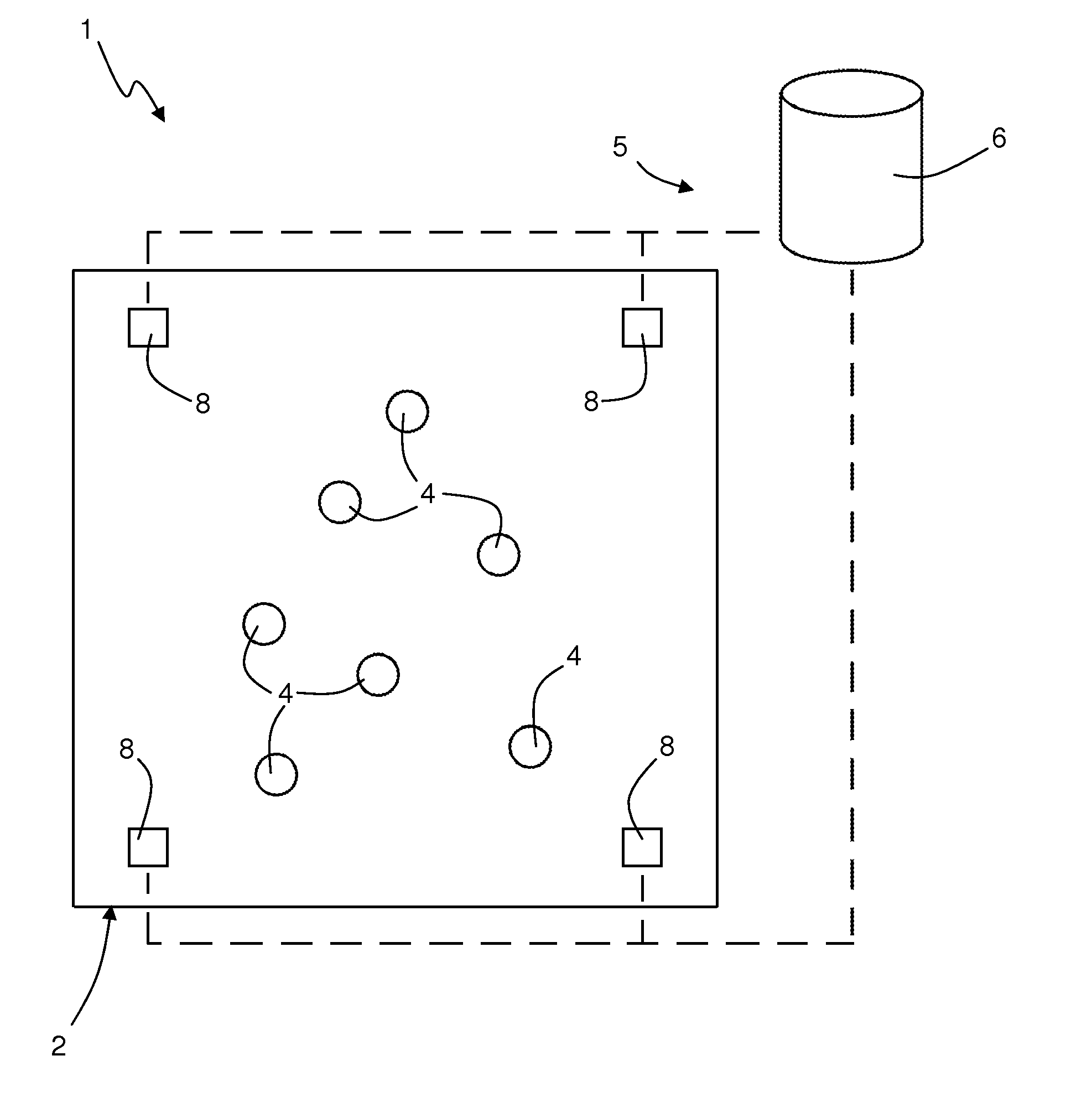 Wireless hardware device for detecting relations of distance, and system for monitoring relations of distance between wireless hardware devices