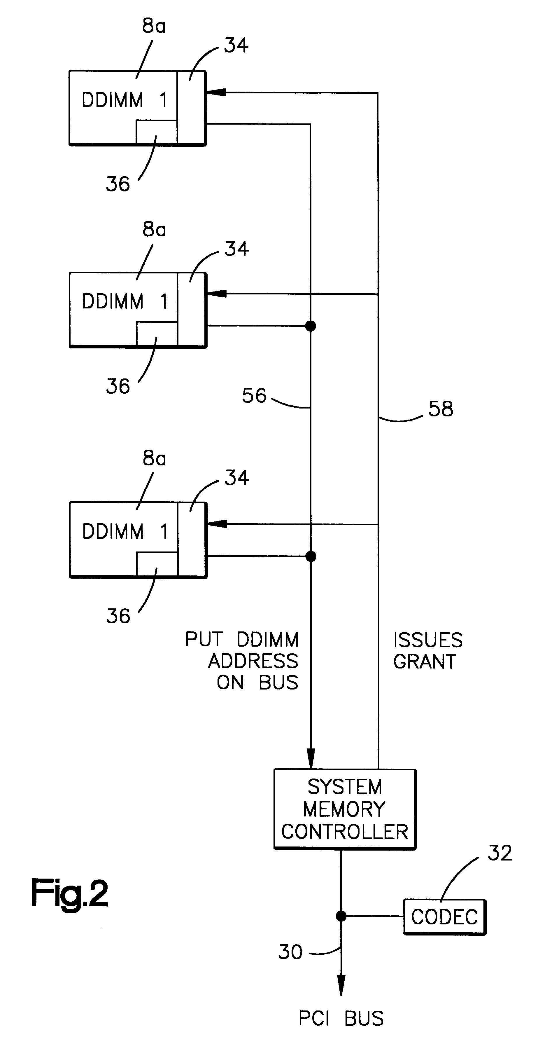 Memory card utilizing two wire bus