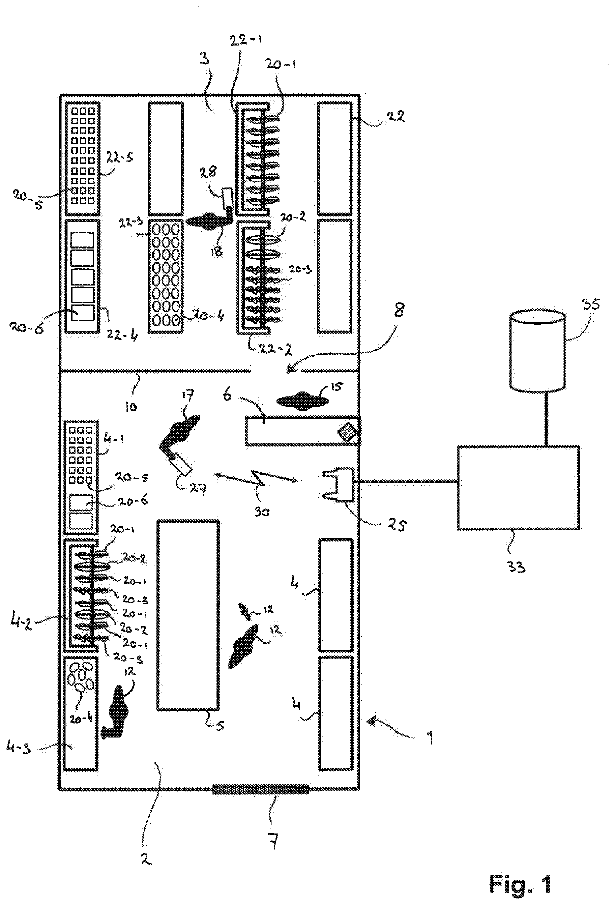 Method and system for carrying out a stocktake on a stock of objects, as well as a reader, a server and computer readable medium