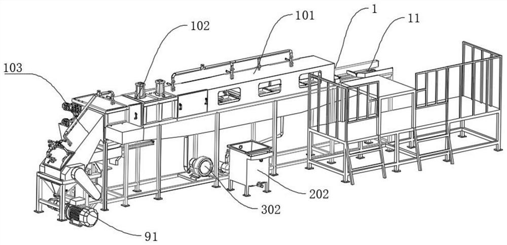 Ice breaking conveying line for coconut milk ice bags