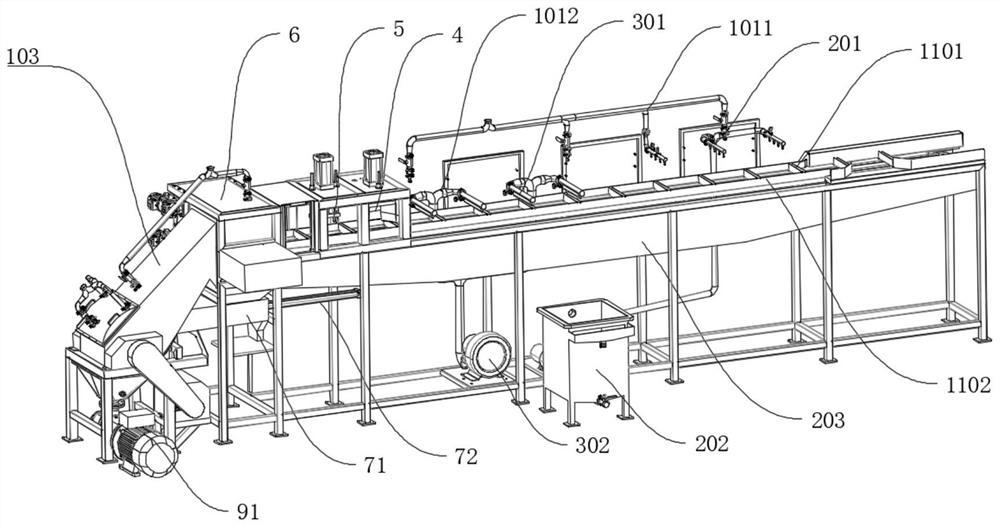 Ice breaking conveying line for coconut milk ice bags