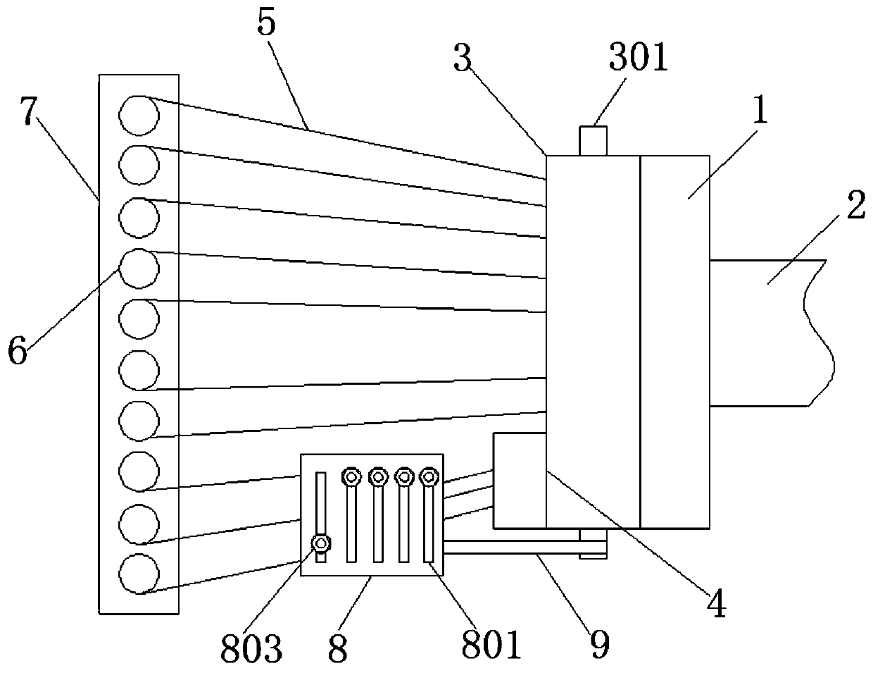 Dyeing device for textile grey fabric edge line