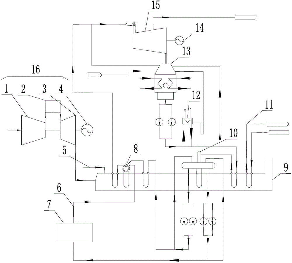 Tower type solar optothermal and gas hybrid generation system