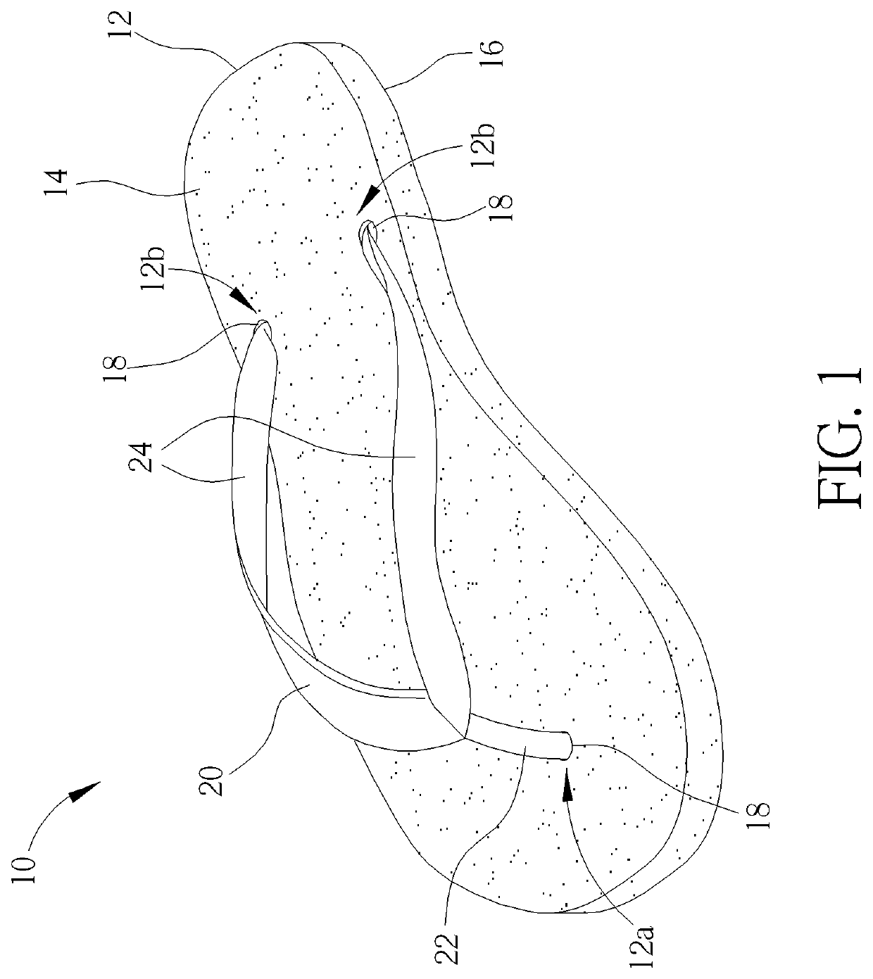 Strap securing structure of footwear article