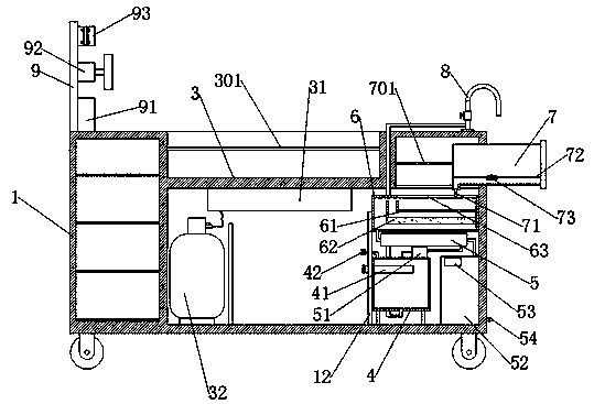 Water-saving type mobile catering cart