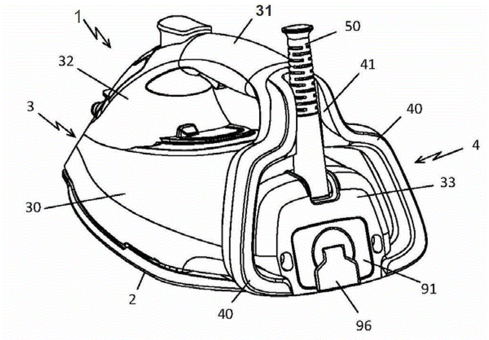 Flat iron including evaporation chamber connected with scale recycle chamber of scale-removing hole