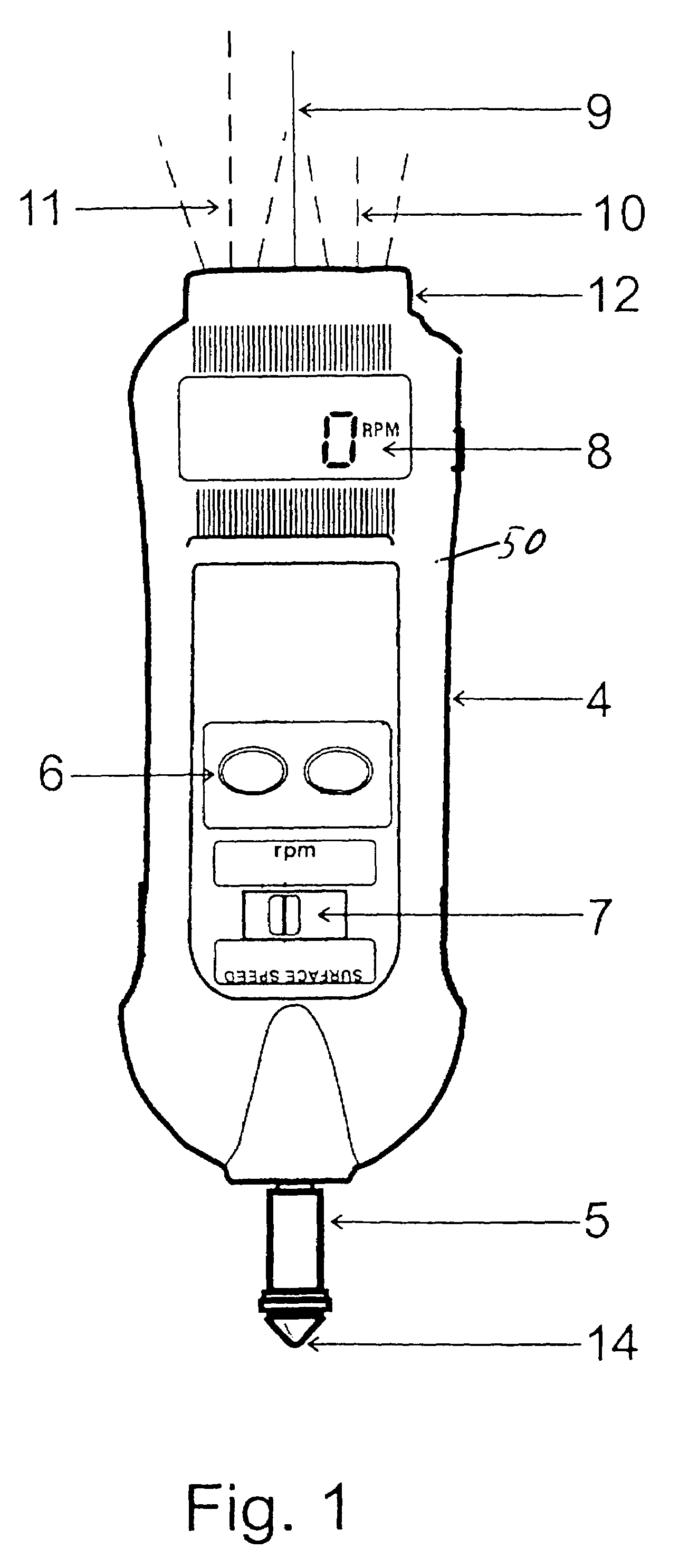 Instrument for non-contact infrared temperature measurement combined with tachometer functions