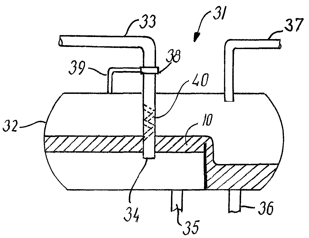 Gravity separator, and a method for separating a mixture containing water, oil, and gas