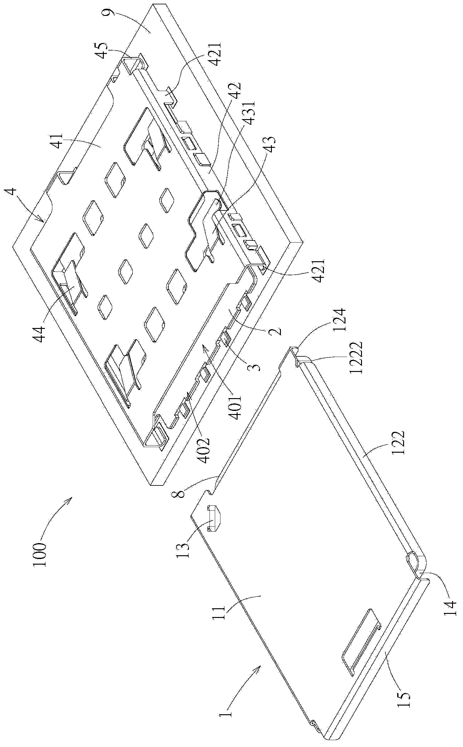 Tray and electronic card connector