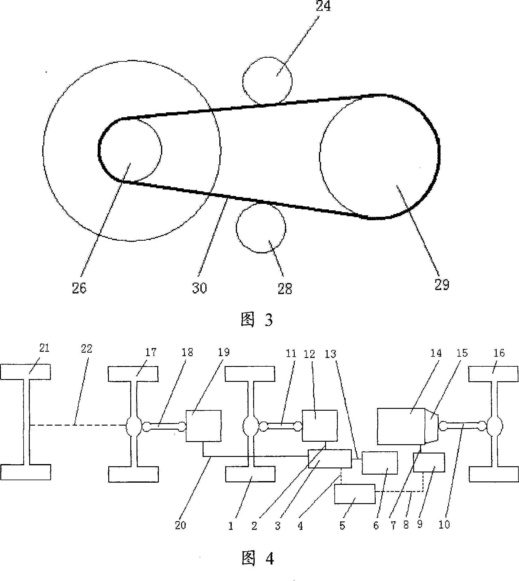 Multiple shaft driving mixed power automobile driving system