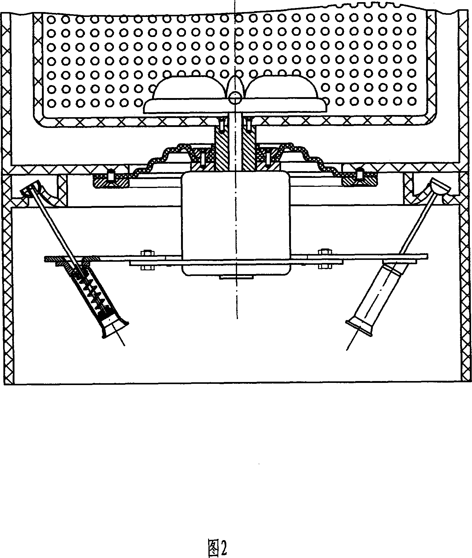 Inner inclined suspension type vibration avoiding system for shell and barrel integrated full automatic impeller washing machine