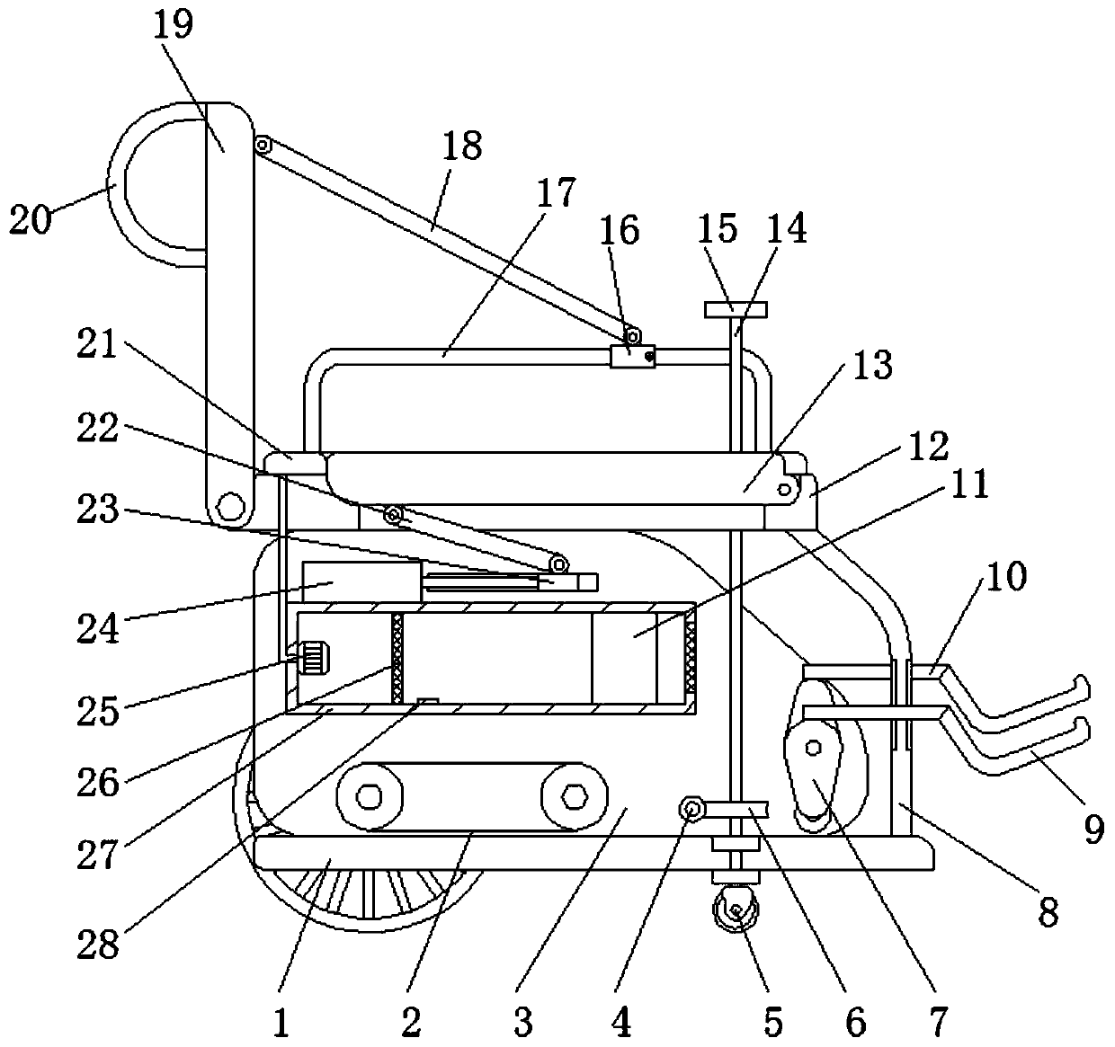 A temperature-adjustable patient wheelchair for rehabilitation of postoperative patients