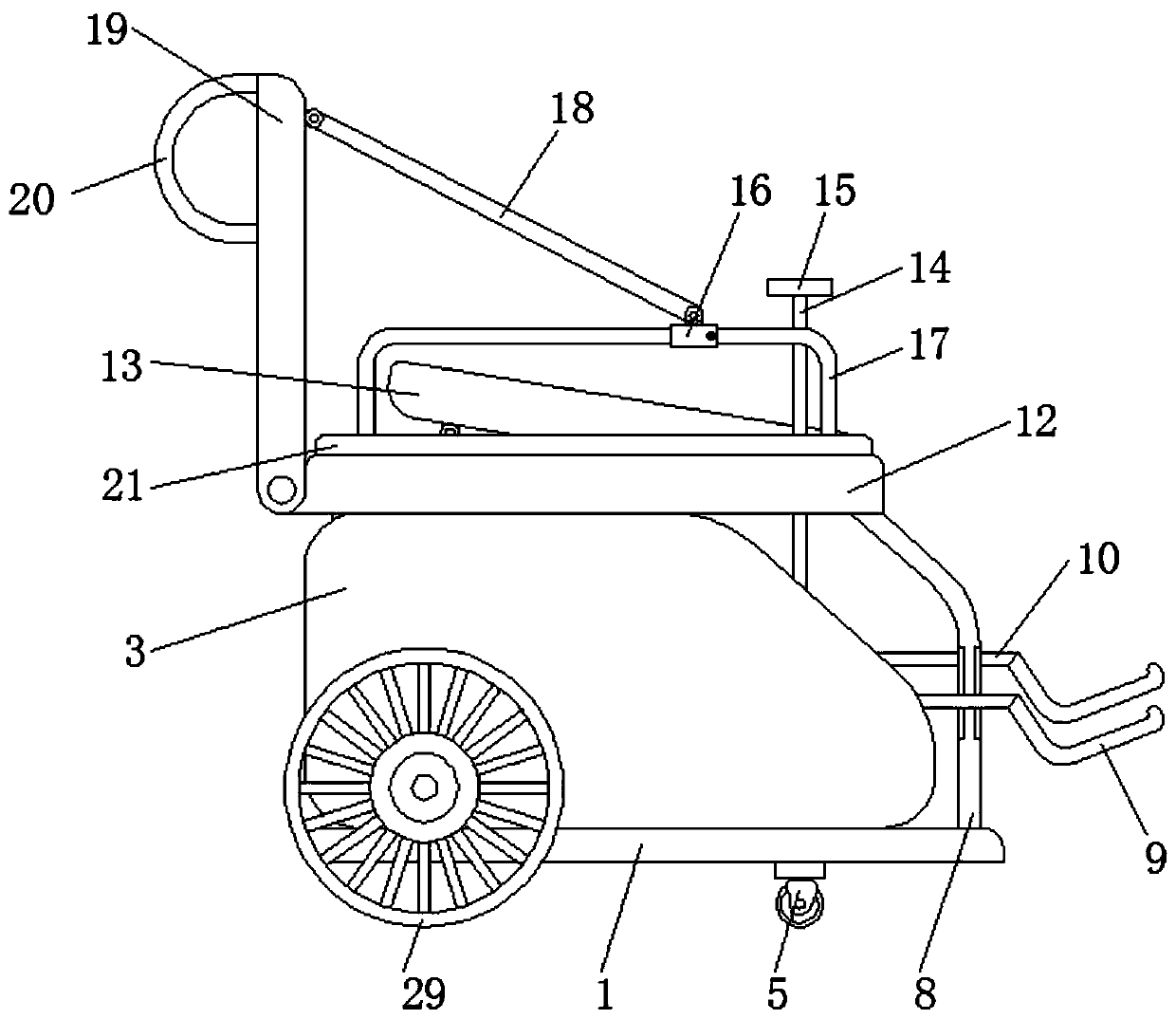 A temperature-adjustable patient wheelchair for rehabilitation of postoperative patients