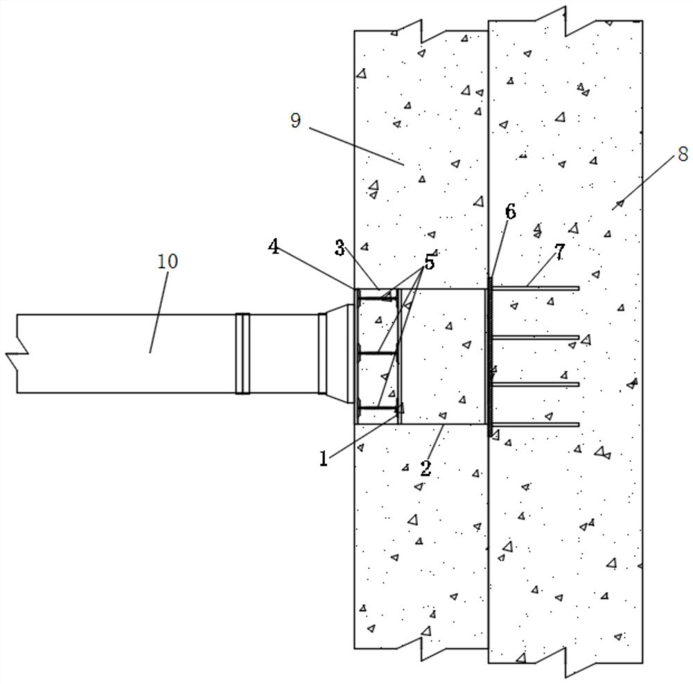 Joint structure with steel support serving as steel replacement support and construction method