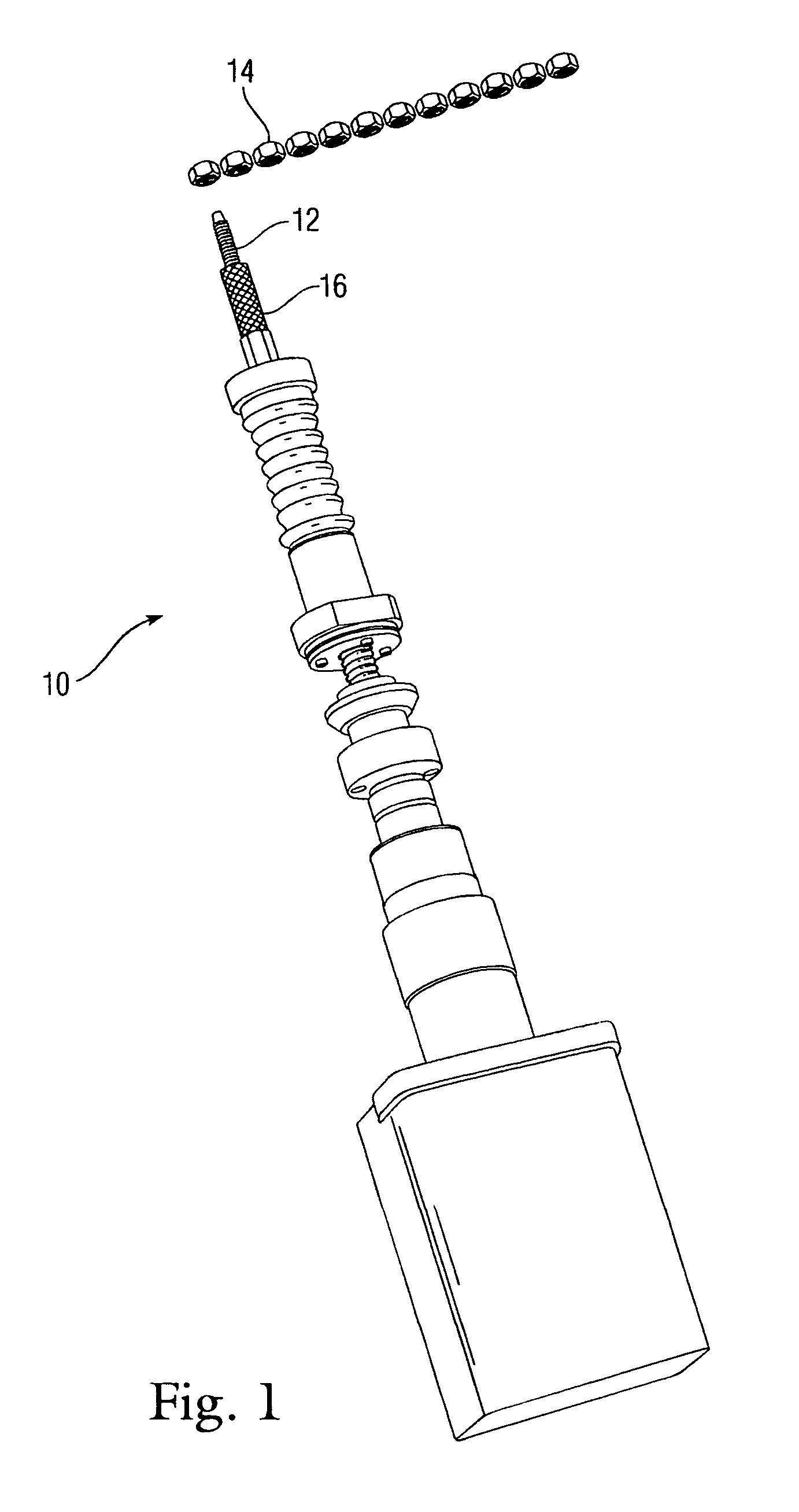 High output device for confirming thread presence in nuts and other threaded parts