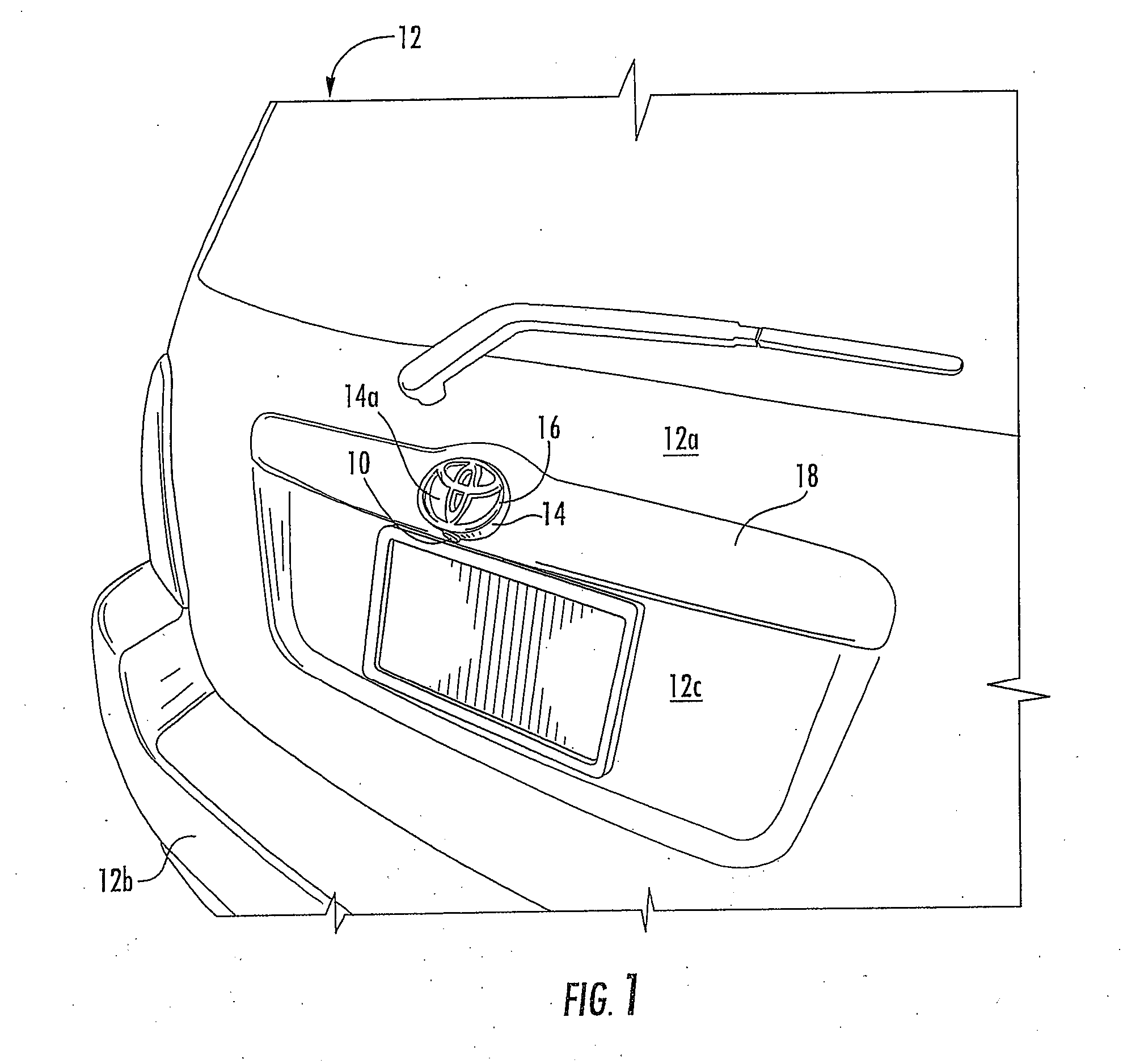 Camera mounted at rear of vehicle