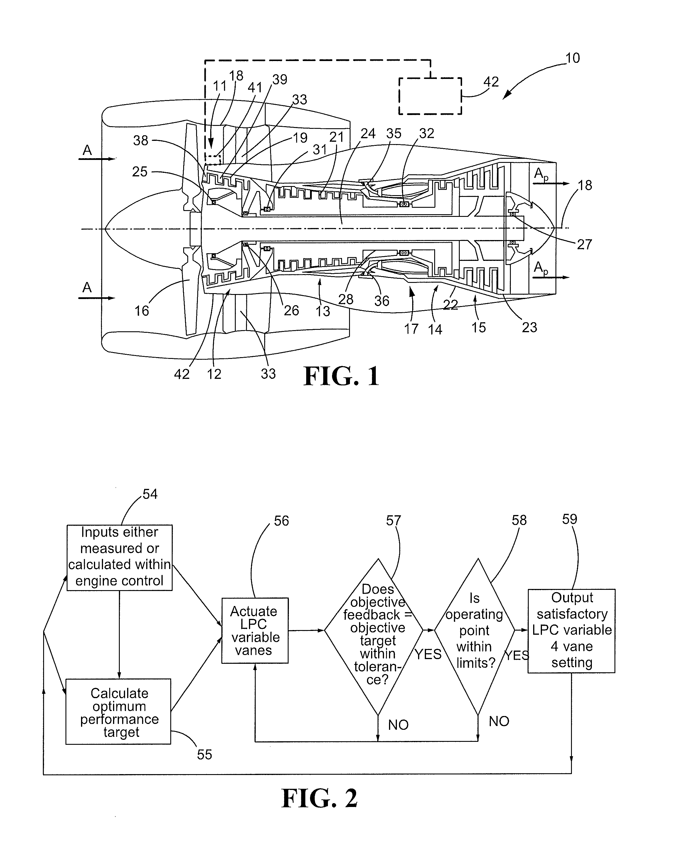 Low Pressure Compressor Variable Vane Control for Two-Spool Turbofan or Turboprop Engine