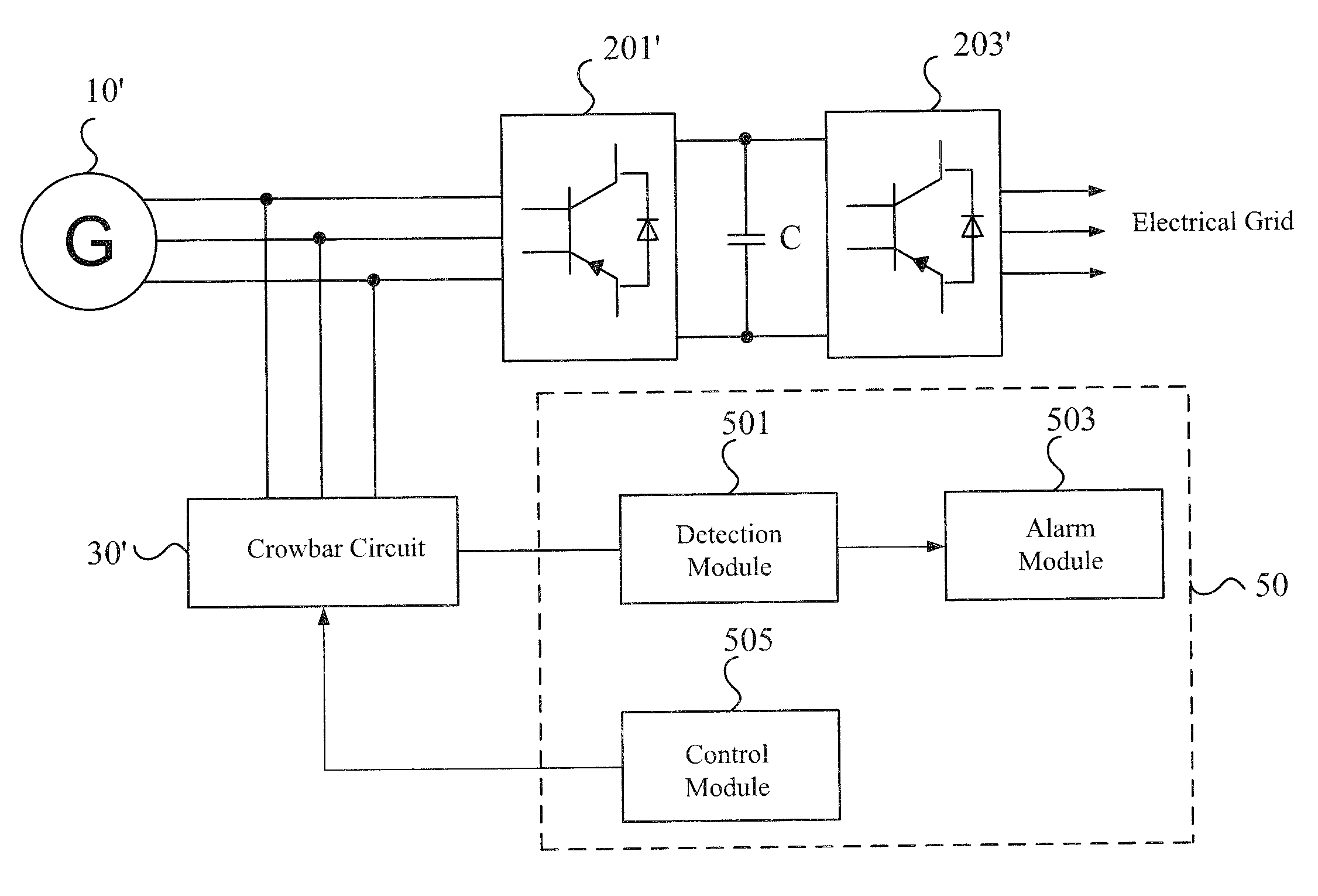 Device and method for detecting crowbar circuit in wind turbine