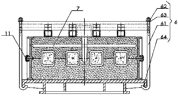 Mould weight fastening device and method for casting assembly line resin sand