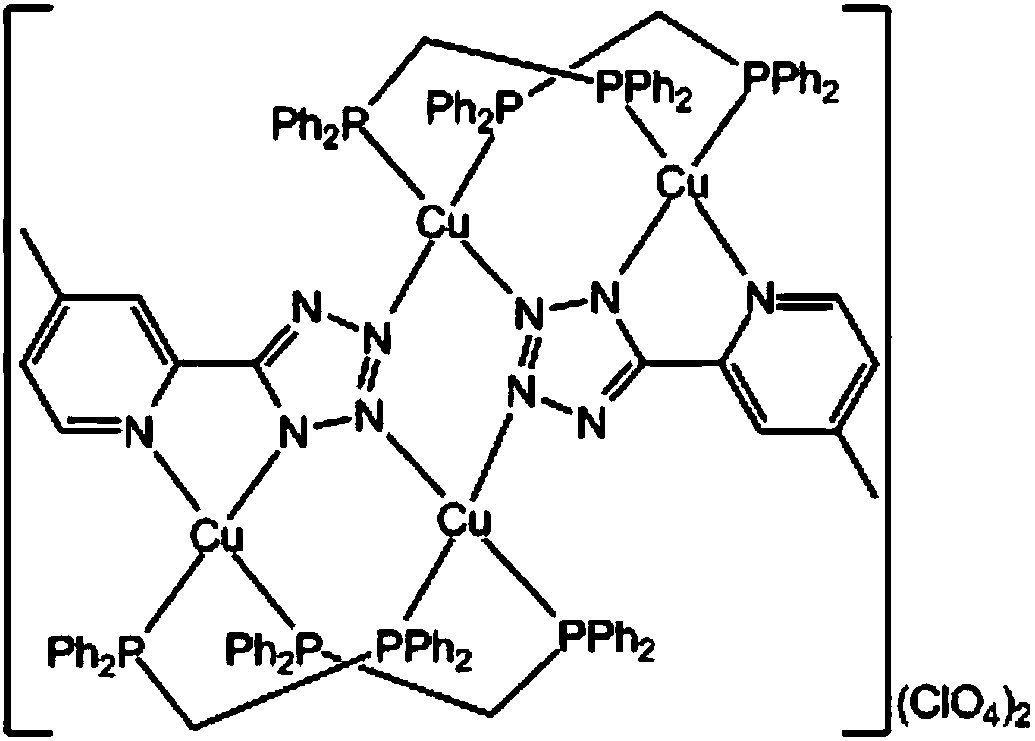 P-methylpyridine tetrazole copper [I] complex blue light material and preparation method thereof