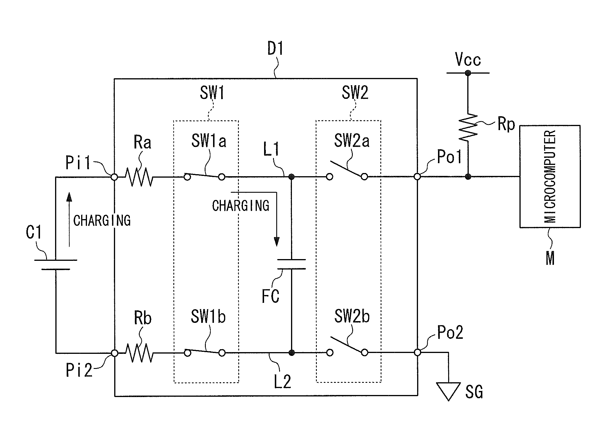 Battery voltage detector having pull-up resistor