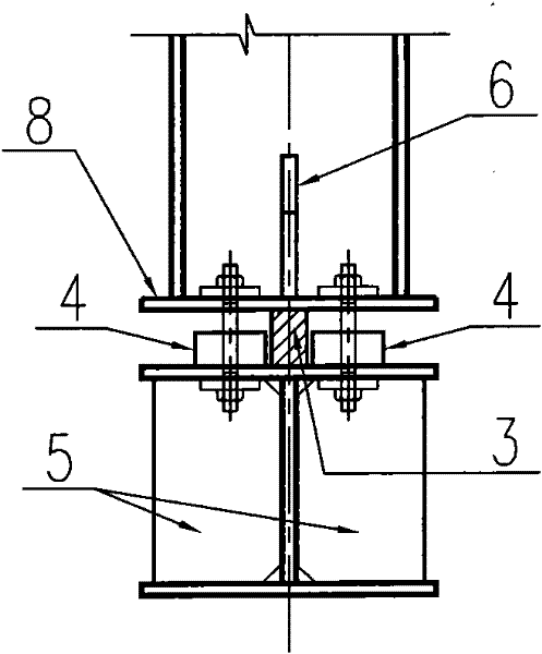 Hinge connection structure and method for supporting steel columns on steel beams