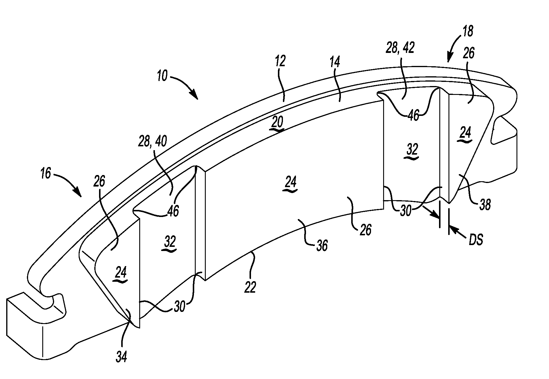 Brake pad assembly with wide slots for the reduction of noise