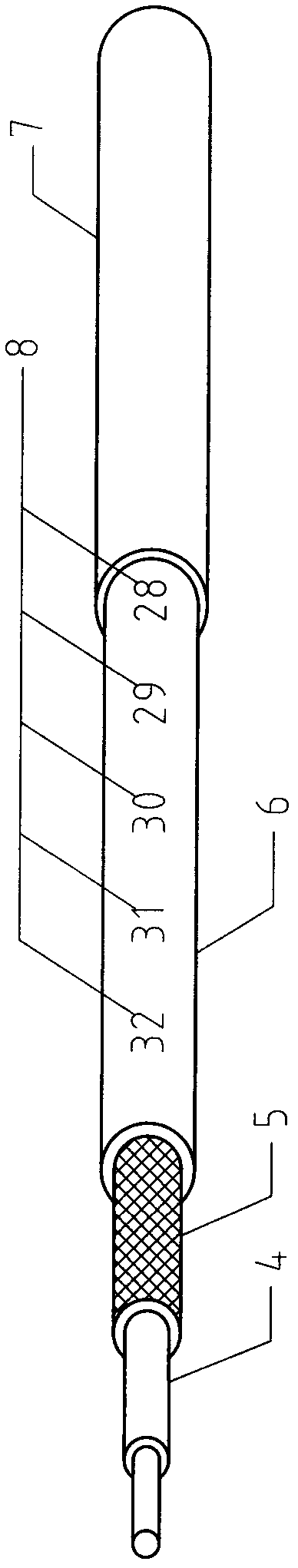 Sensor with permanent depth marks on connecting wires