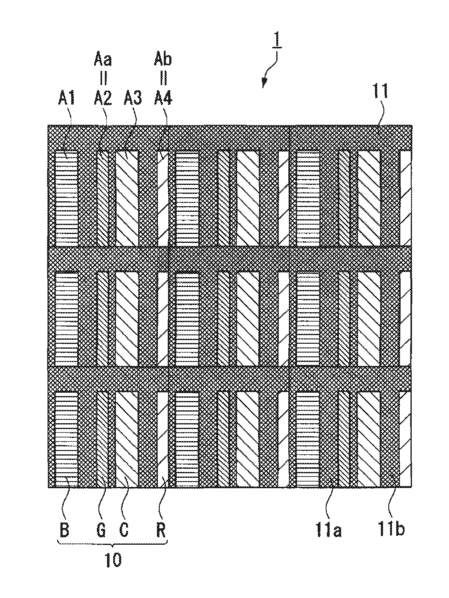 Display device, method of disposing pixels, and pixel disposition program