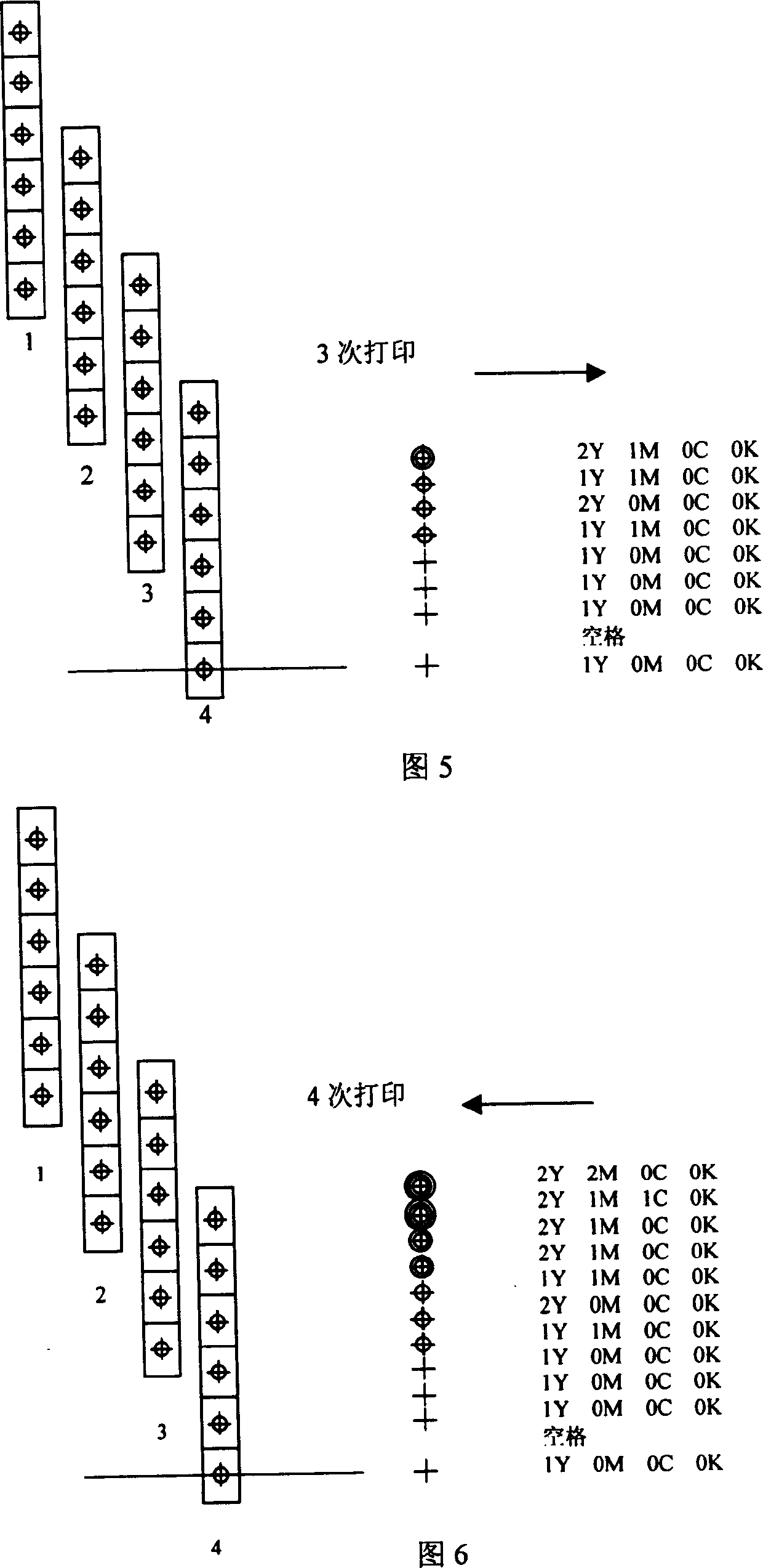 Method for vertical arranging color ink jet plotter nozzles