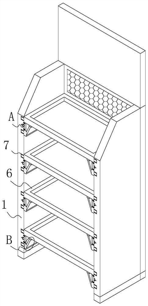 Fixing structure for brake pad storing frame and brake pad storing frame