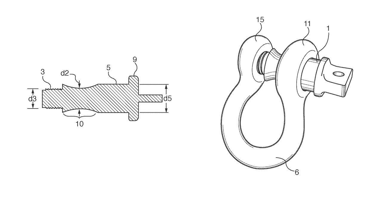 Shackle with self centering closure cross member