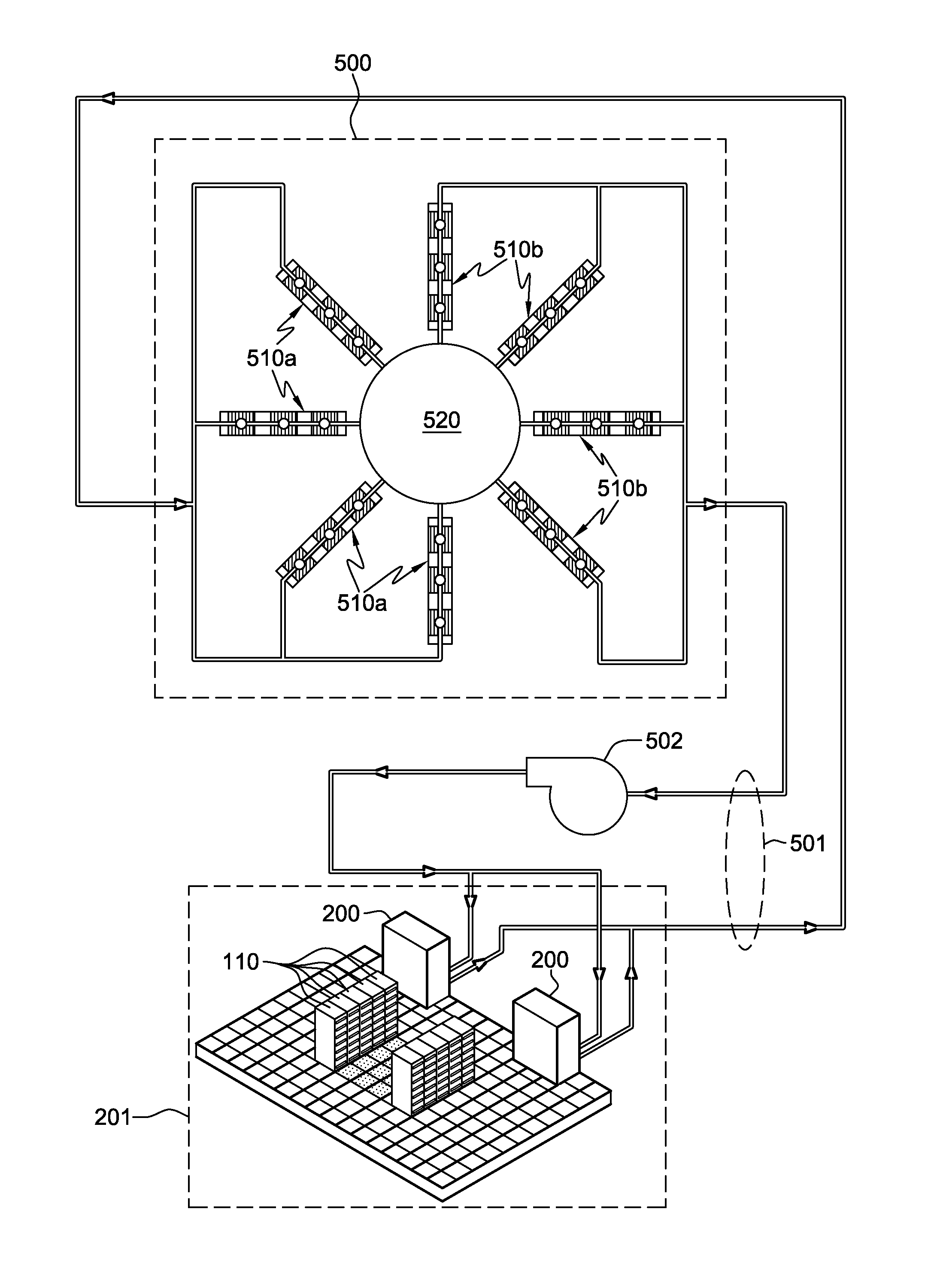 Dry-cooling unit with gravity-assisted coolant flow