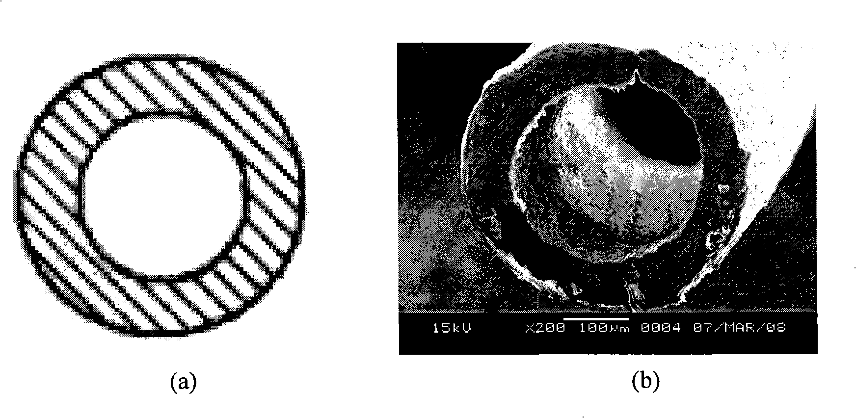 Method for preparing hollow northylen of ultra-high relative molecular mass